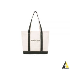 SPORTYRICH Serif Logo Two Tone Tote - CreamMoss (ACAW232CR) (세리프 로고 투톤 토트백)