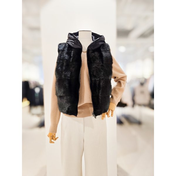 [파주점] [더아이잗컬렉션]밍크퍼 패딩 리버시블 후드 베스트 CRCAFSV21