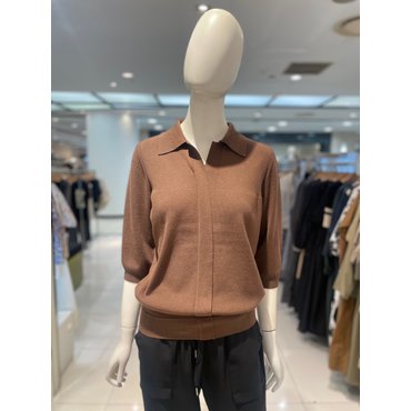 파프리카 모던 카라 절개 8부소매니트/NJ3KT901