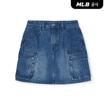 MLB [코리아공식] 여성 클래식 모노그램 엠보 카고포켓 데님스커트 NY (In)