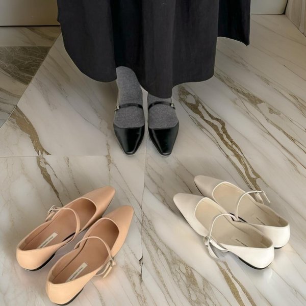 [옷자락] 여자 메리제인 심플 스퀘어커팅 플랫