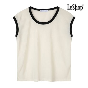 르샵 라인 라운드넥 골지 티셔츠 (BP7TS057A)