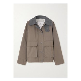 부르넬로쿠치넬리 브루넬로쿠치넬리 비즈 장식 울 펠트 트리밍 패딩 코튼 혼방 재킷 브라운 46376663162854419