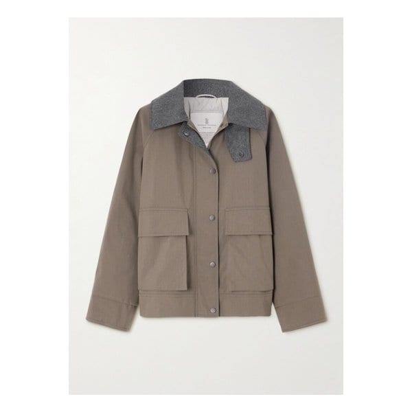 브루넬로쿠치넬리 비즈 장식 울 펠트 트리밍 패딩 코튼 혼방 재킷 브라운 46376663162854419