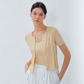 ROUND RIBBED CARDIGAN YELLOW