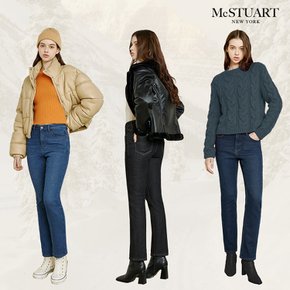 맥스튜어트 여성 플리스 본딩 데님 3종