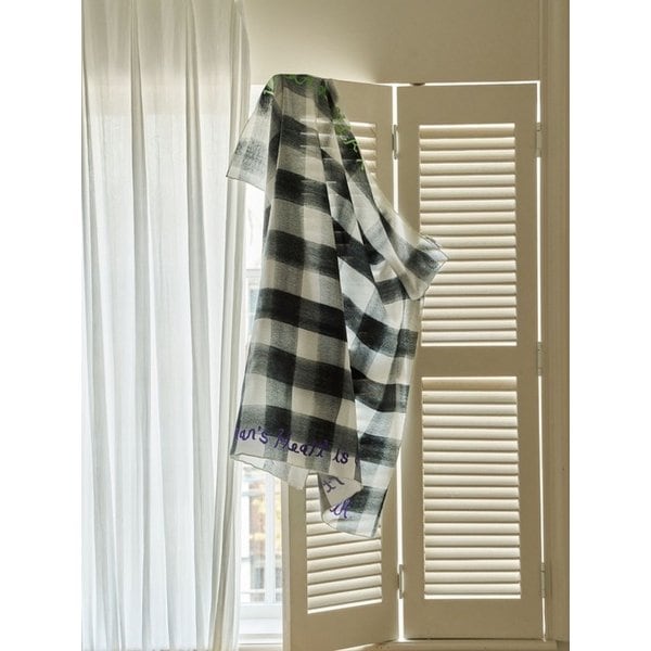 A womans check silk scarf (maxi) - saki limited edition