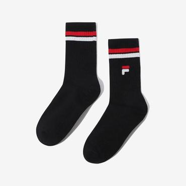 휠라 F로고 스트라이프 장목양말 (FS3SCF6317X_BLK)