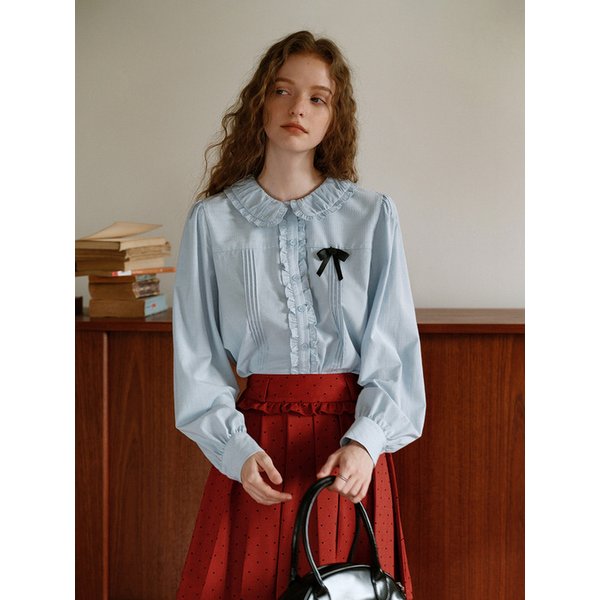 Cest_Frill doll collar shirt_BLUE