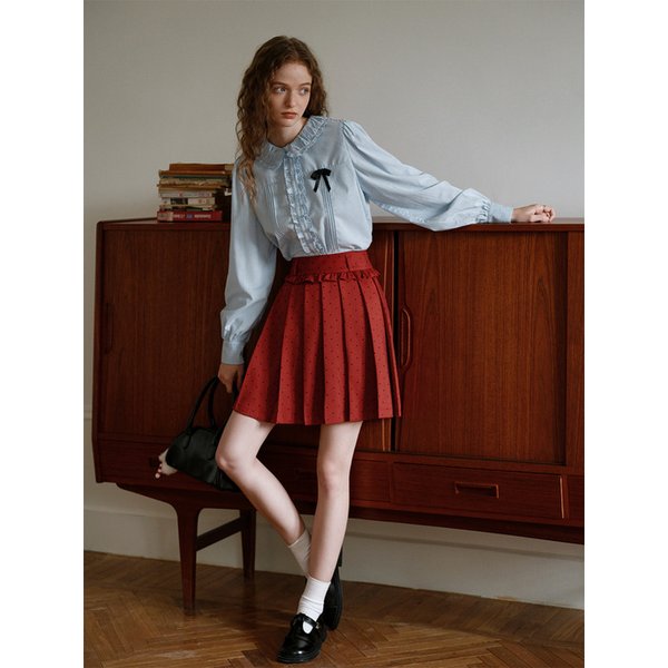 Cest_Frill doll collar shirt_BLUE