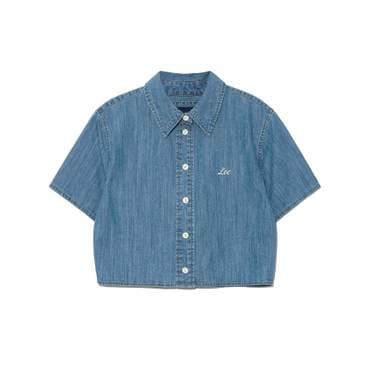 LEE 우먼 숏 크롭 데님 반팔 셔츠 인디고 미듐 LE2502SS62IM