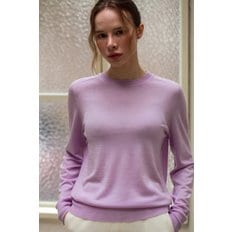 merino wool 100%  round knit top - Lavender