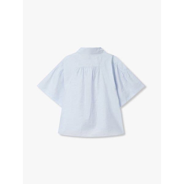 셔링 디테일 블라우스_스카이블루 7116260405