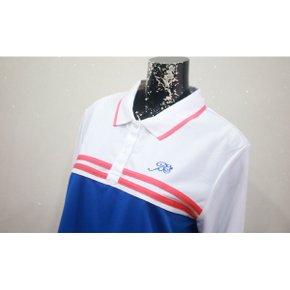 (77반) 베이스위스 화이트 블루 여성 긴팔티 (110 77반) / 새상품