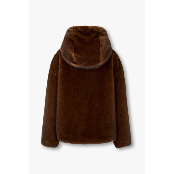 여성 페이크 퍼 스트링 헴 후드 자켓 4625311508000