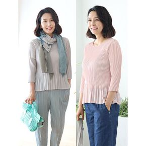T57517 입체적인 우아함 플리츠 블라우스 60대엄마옷_P421513322