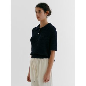 TAIL COLLAR HALF SLEEVE KNIT_NAVY