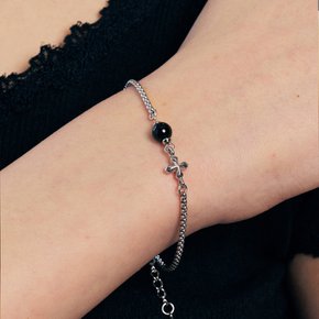 [~9/27 헤어핀 증정]vintage onyx & cross bracelet