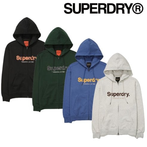 SUPERDRY 세미오버핏 코어 빅로고 투웨이 후드집업(SDUHUYO03)
