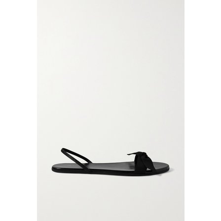 더로우 Bow Grosgrain And Leather Slingback Sandals 블랙