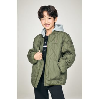 타미힐피거키즈 24년 F/W T42E6QJC120BT2 라이트 퀼팅 점퍼(올리브,군청색)