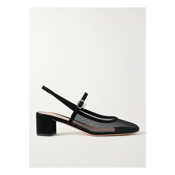 프랑수아즈 스웨이드 트림 메쉬 슬링백 펌프스 46376663162839310