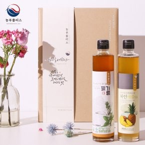 국산 저온착유 들기름 파인애플 식초 300ml 2병 선물세트  농부플러스