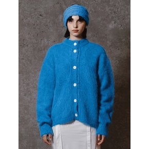 SOFT HAIRY KNIT CARDIGAN - BLUE