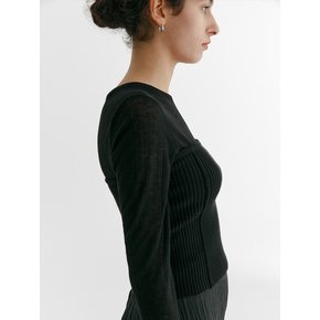 COTTON TUBE TOP KNIT_BLACK