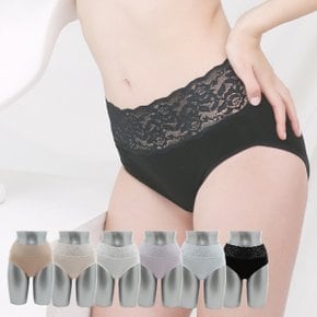 퓨어코튼60수면허리쏙레이스팬티