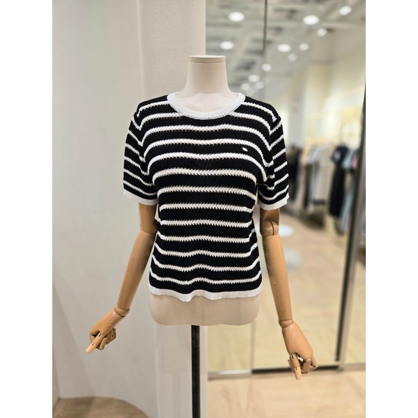 [부산점] 배색 루즈핏 반팔 니트 풀오버 (PR2KH161)