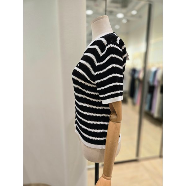 [부산점] 배색 루즈핏 반팔 니트 풀오버 (PR2KH161)