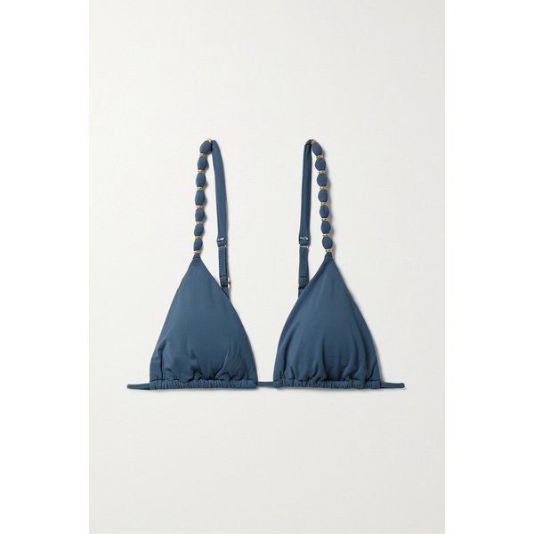빅스 파울라 헤르마니 Embellished Triangle Bikini Top 페트롤 블루 27086482324427317