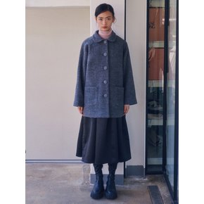 Classic Round Collar Half Coat_gray