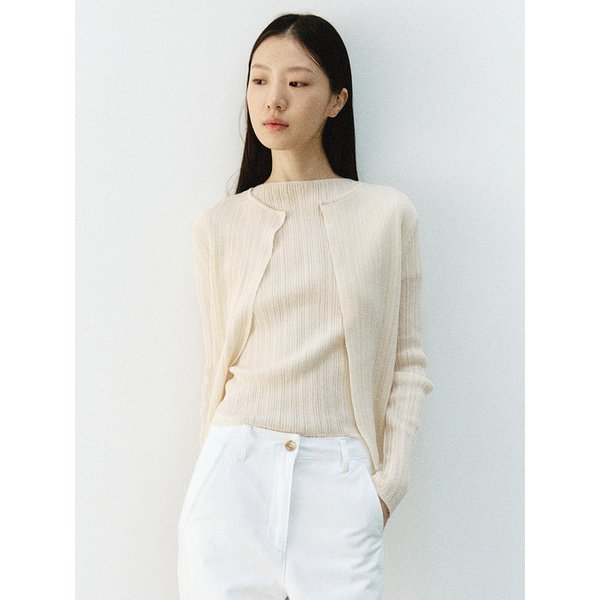 코튼 후크 립 가디건_BUTTER