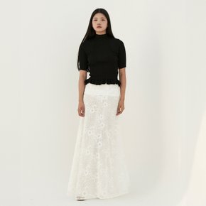 Lace Flare Long Skirt- White