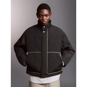 Padded Wave Quilting Jacket (BLACK)