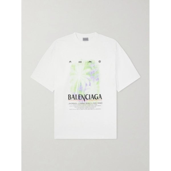 오버사이즈 프린트 코튼 저지 티셔츠 46376663163094785