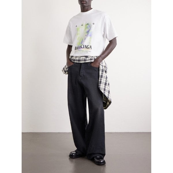 오버사이즈 프린트 코튼 저지 티셔츠 46376663163094785