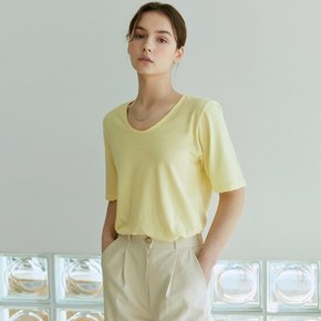 [YAN13] PURE V NECK  HALF T_YELLOW