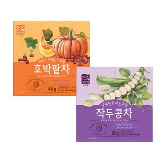 녹차원 작두콩차 40티백+호박팥차 40티백 (4면)