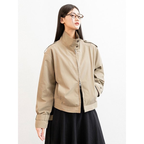 2WAY 하이넥 트렌치 블루종 자켓_베이지