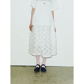 DOT Jacquard Flared Skirt (White)