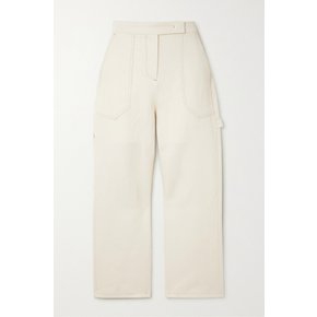 Alete Cropped Cotton And Linen-blend Twill Wide-leg Pants 아이보리