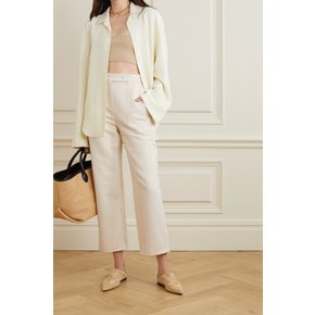 Alete Cropped Cotton And Linen-blend Twill Wide-leg Pants 아이보리