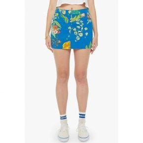 4775626 MOTHER The Vagabond Floral Print Denim Miniskirt