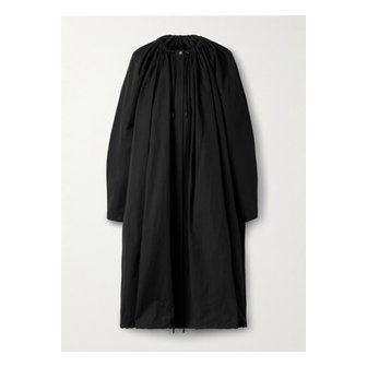 토템 오버사이즈 개더  코튼 혼방 코트 블랙 46376663162898902