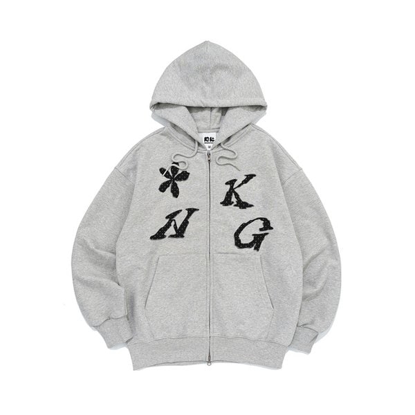 FLOWER DOT GRAPHIC HOOD ZIP-UP (MELANGE)