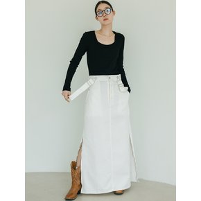 Suspender Long White Skirt