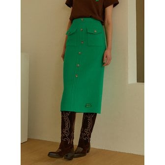 그린버터 [handmade] Wool Pencil Pocket Skirt (Green)